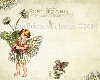 Flower Fairy Invitation, fairy invite template, postcard invitation blank, add your own text, you print, digital download