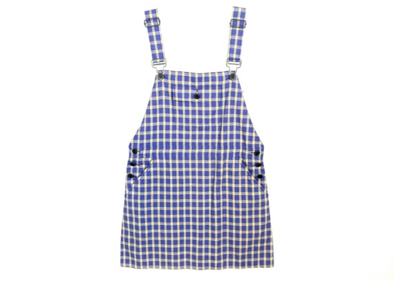 90's Plaid Gingham Blue & Yellow Pinafore by LaukatCouture on Etsy