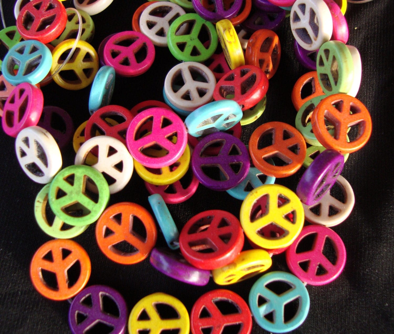 Beads Peace sign beads Howlite beads mix color beads bead