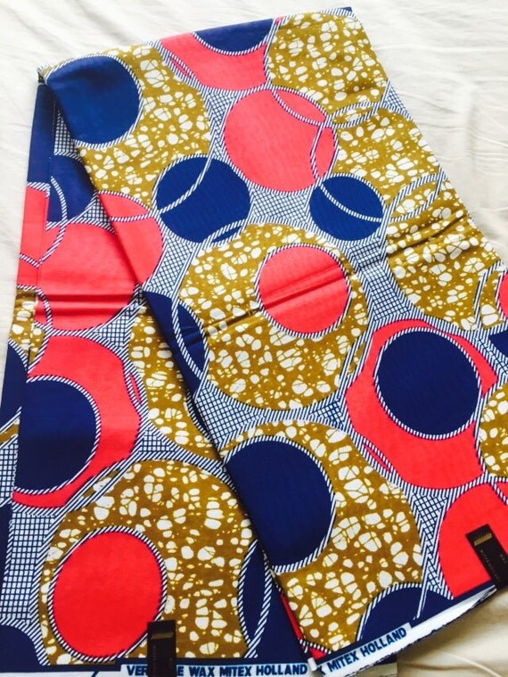 Circle shapes print African wax fabric by AfricanPrintFabric