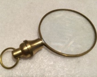 Brass Magnifying Glass - Round Magnifier - Nautical Maritime - Pendant / Keychain
