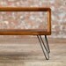 Iroko Midcentury Modern TV Stand / Credenza with raw iron hairpin legs