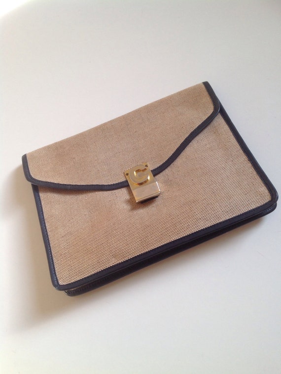 celine clutch in leather and fabric