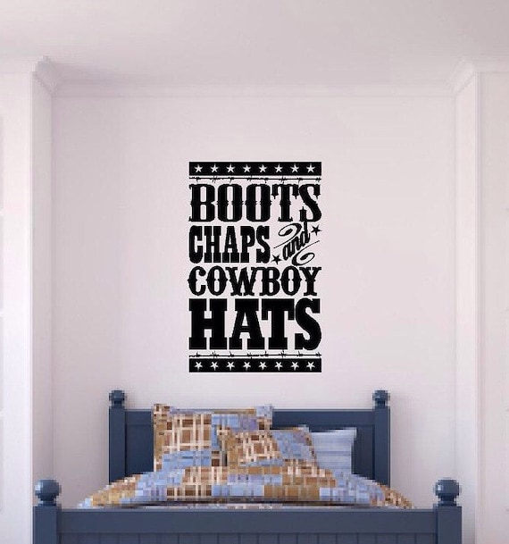 Items similar to Boots Chaps Cowboy Hats Western Boys Vinyl Wall Decal ...