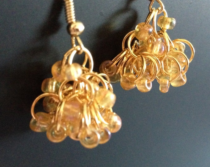 gold ring beaded earrings