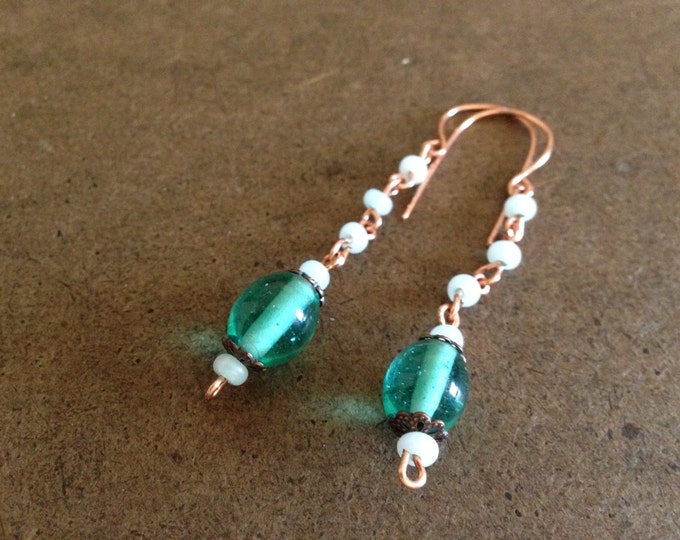 copper and glass earrings
