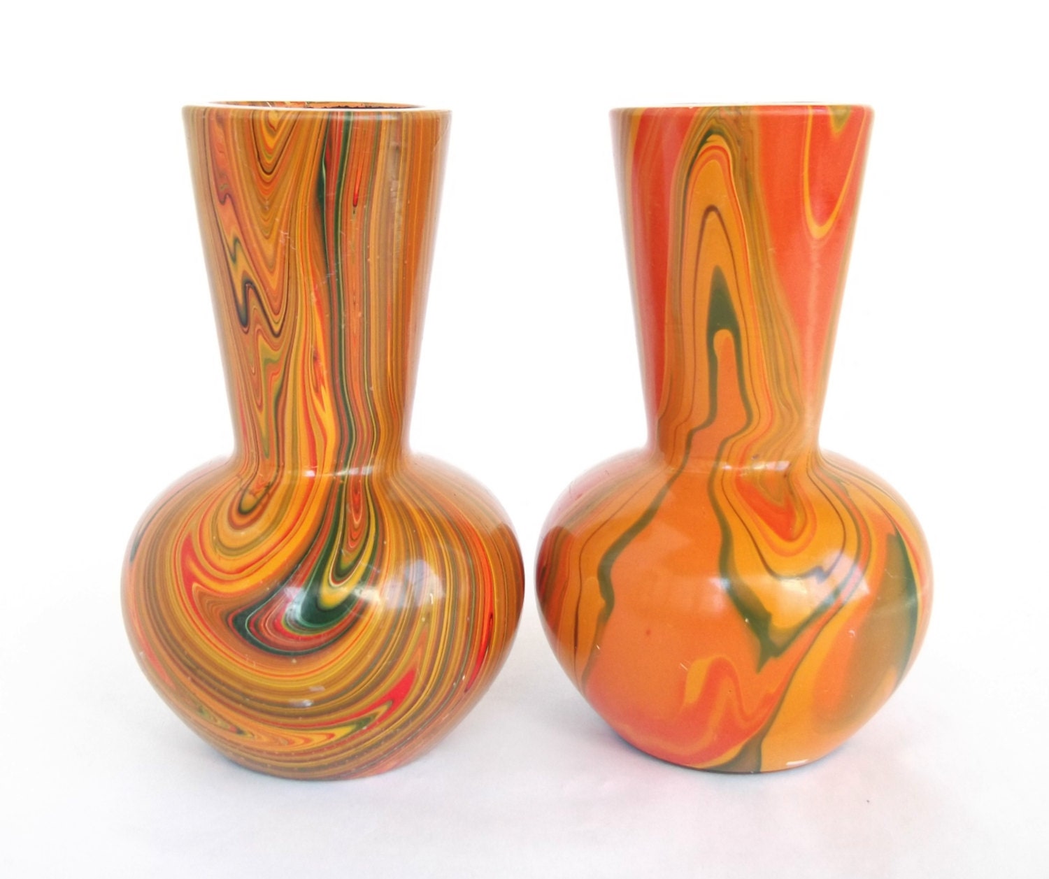 Mid Century Modern Ceramic Vase Vintage Mod Orange Vase