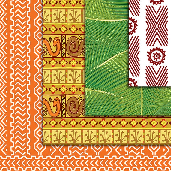 Tribal Jungle Digital Paper Seamless pattern12pcs 300dpi