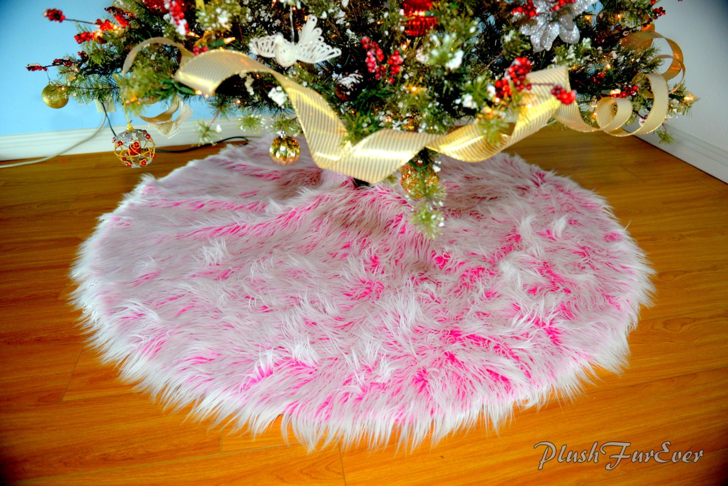 pink plush tree skirt