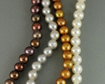 Large Hole A Grade Freshwater Pearls 8mm with 2mm Hole, Leather Necklace, Bracelet, Lariat, Large Hole Pearl Beads, Leather Jewelry, ES01