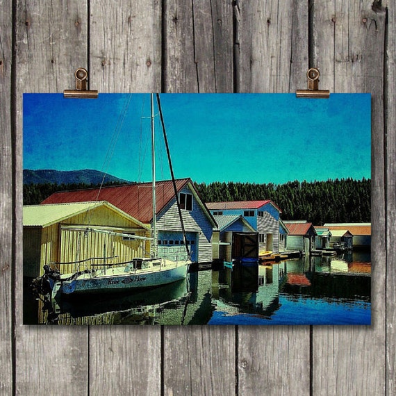 Idaho Boat Houses Colorful Scenic Lake View Bayview ID