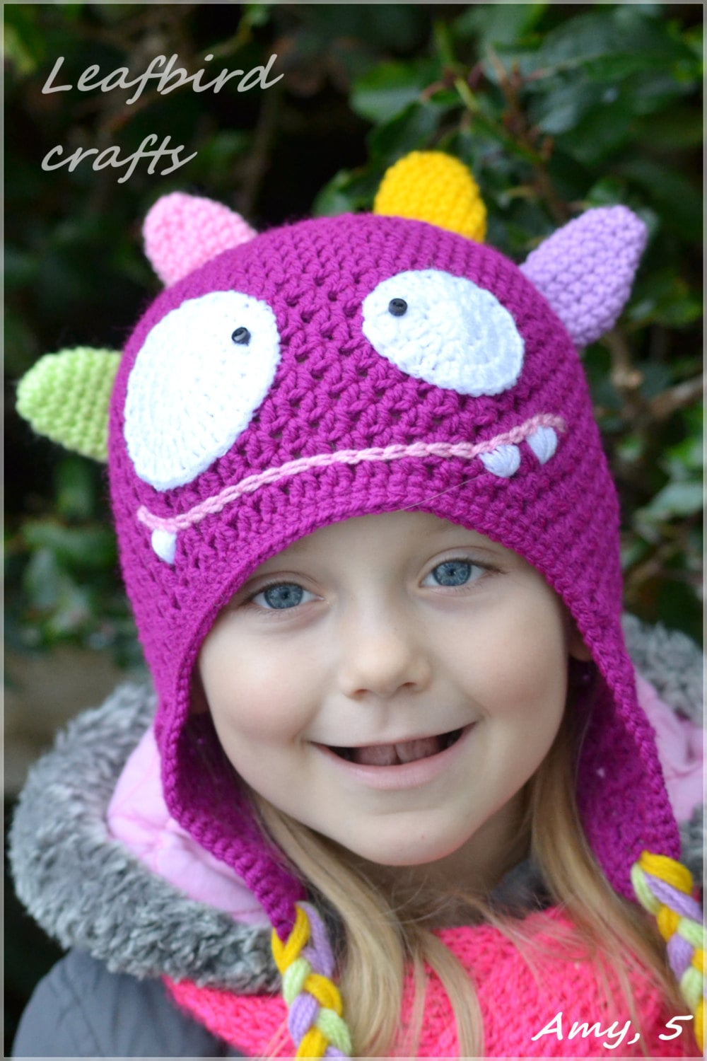 Handmade Crochet Monster hat for Girl kids hat Character hat