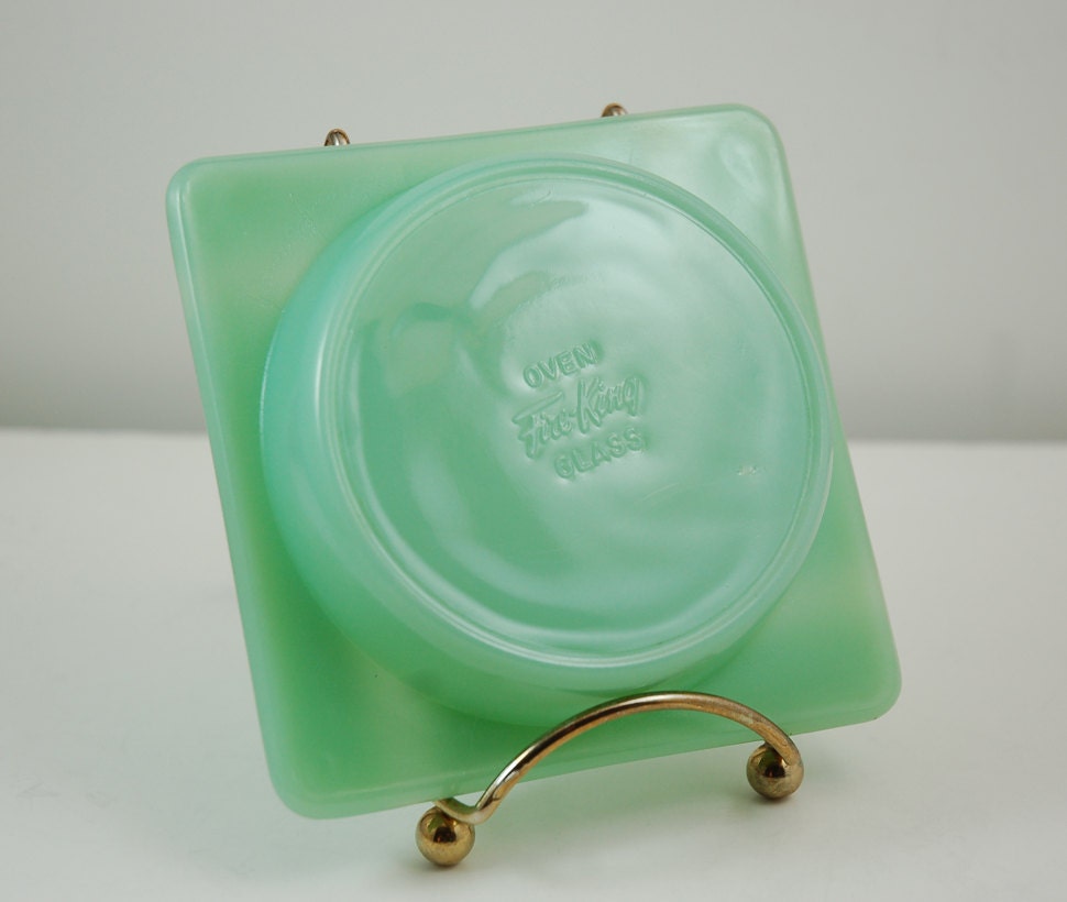 Fire King Jadeite 4.25 Square Ashtray Marked on Bottom
