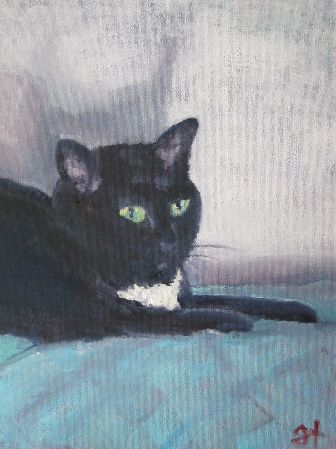 black cat original oil painting for cat lovers 12 by labelleforet