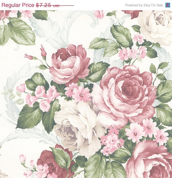 Large Pink and White Cabbage Roses Garden by WallpaperYourWorld