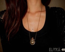 Collier Ethnique Avec Pendentif Fiole Et Chaînette En Métal Argenté - Occasion, Sans Marque