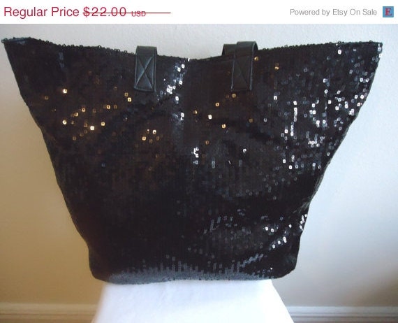 ON SALE New! Large Black Sequin Tote Bag