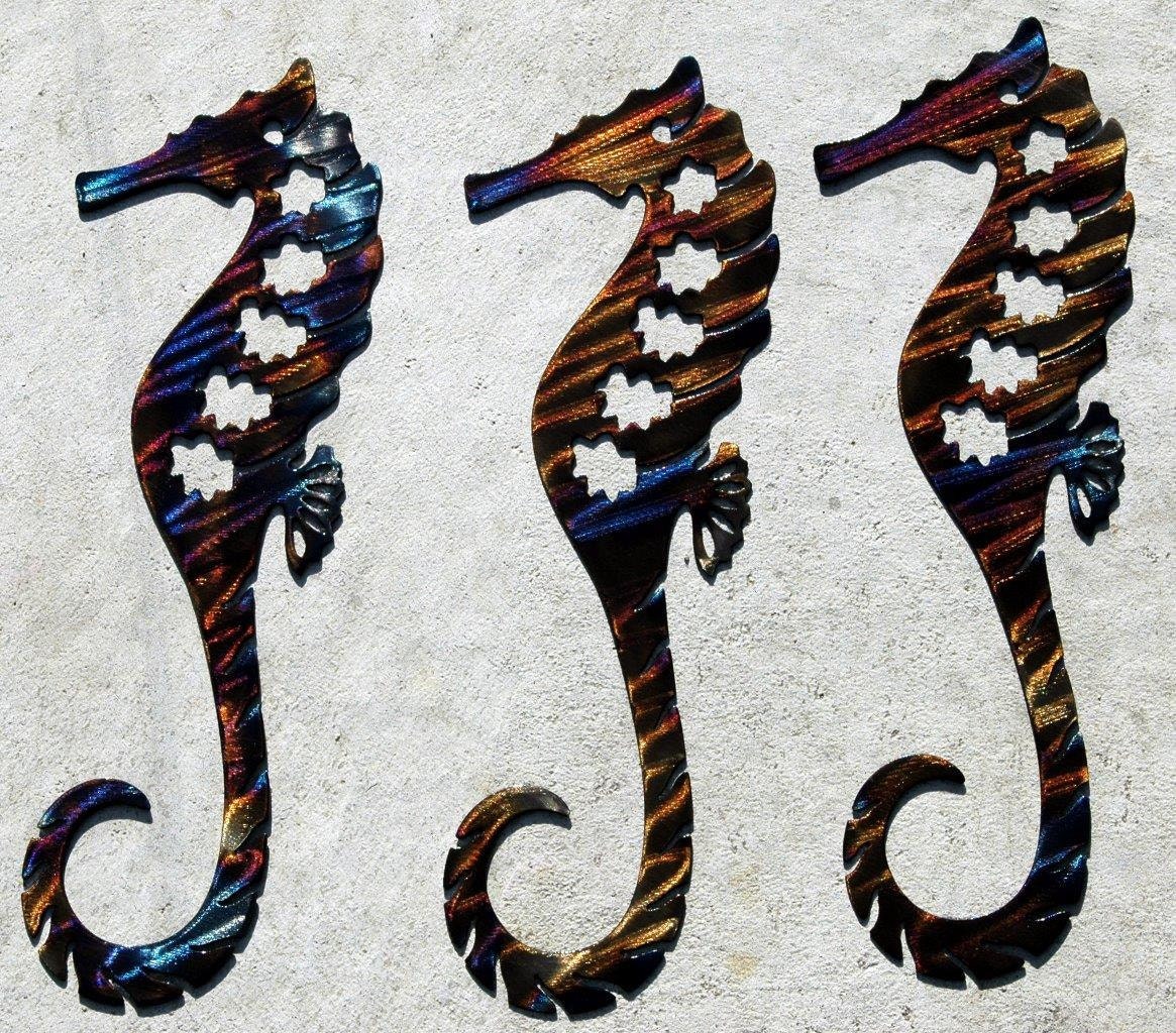 Group of Three Seahorses Decor Bathroom Art