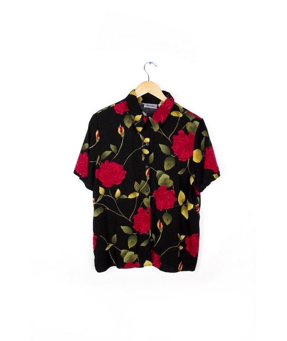 black rose button up shirt