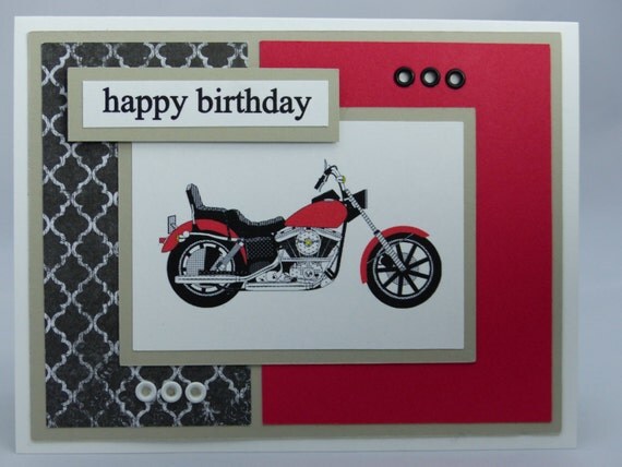 Handmade Greeting Card: Masculine Birthday Card Motorcycle