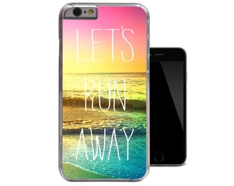 Lets Run Away iPhone 6 Case Quote iPhone 5 Case Sunset Sun iPhone 5c Case Nature Beach Waves iPhone 4 case Unique Hipster 4s 5s Case (A77)