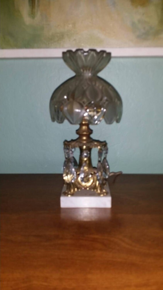Beautiful vintage crystal small table lamp by Sactownpickers