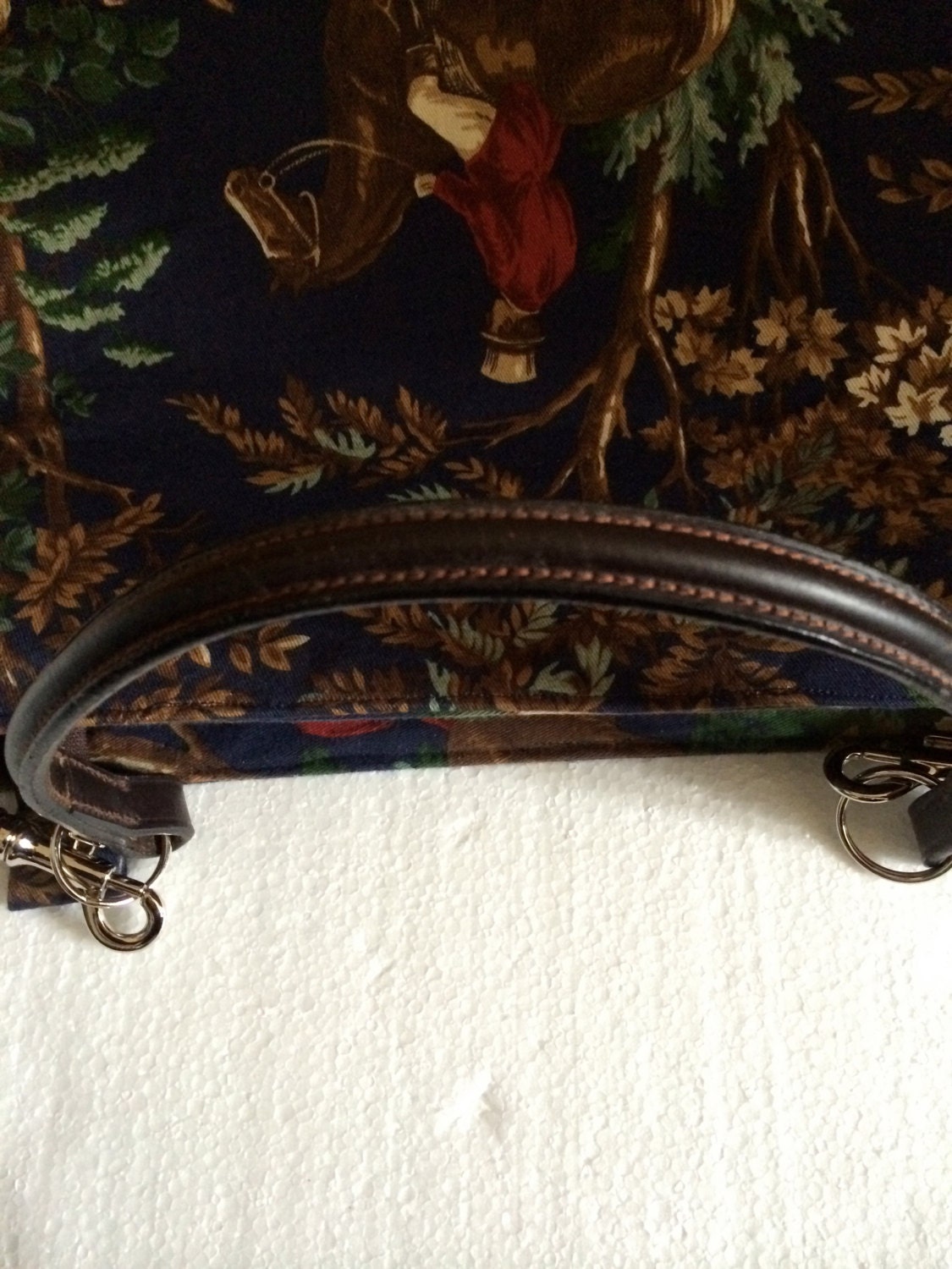 Equestrian Horse Handbag Purse Ralph Lauren fabric and Leather