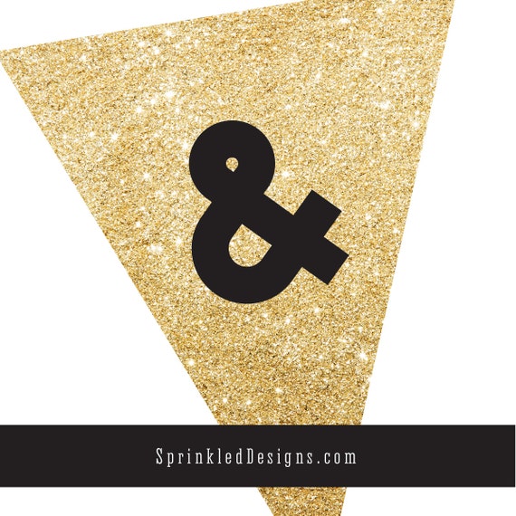 black gold glitter banner full alphabet printable banner