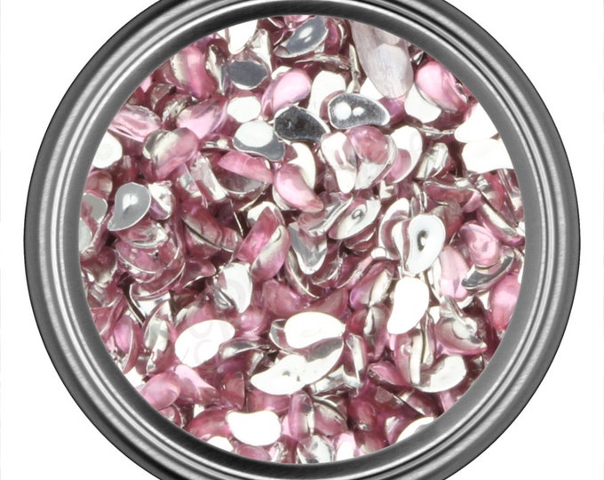 Light Pink Comma Rhinestone Gems Flat Back Face Art Nail Art Scrapbook Phone Decoration 3mm