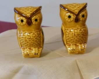 Brown and Black Owl Salt and Pepper Shakers