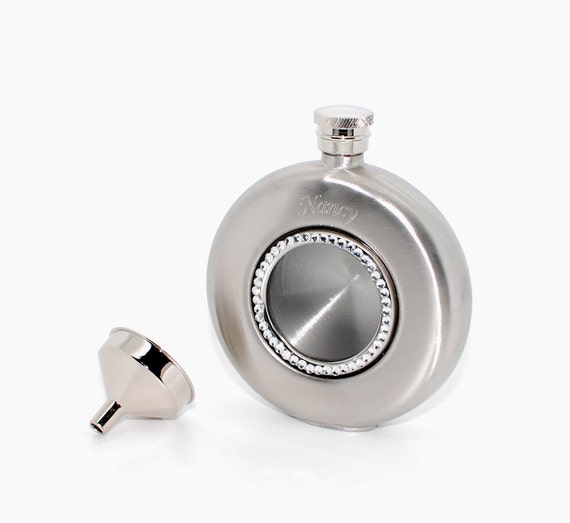 Personalized Liquor flask rhinestone studded with funnel