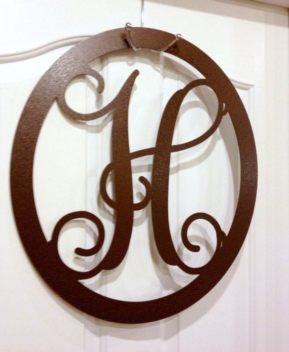 Initial monogram front door wreath / metal by housesensations