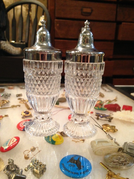 Vintage Lead Crystal Salt and Pepper Shakers by UpcycledUpstyled