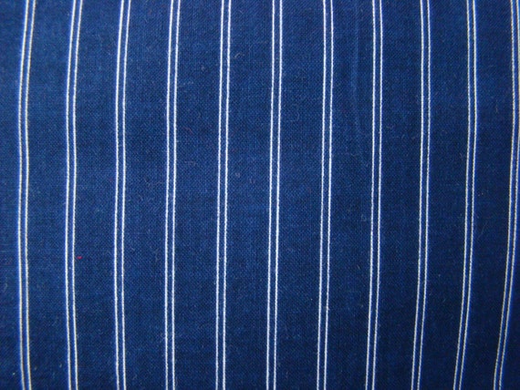 Vintage 3/8 Navy Blue with Double White Pinstripe Fabric
