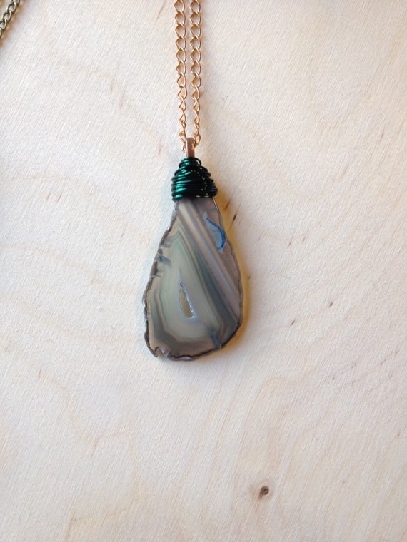 Wire wrapped agate slice Clearance