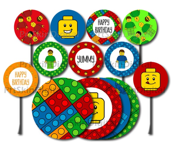 Lego Cake Topper, Printable Lego Cupcake Topper, Lego Party Cake Toppers, Lego Birthday Party ...