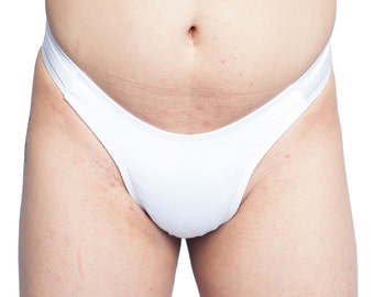 Gaff Panty For Crossdressing Men. White Thong Back.