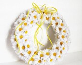 SPRING SALE Daisies Wreath Artificial Silk Flowers Wreaths Front Door Decoration Burlap Ribbon White Yellow Brown Table Centerpiece Summer S