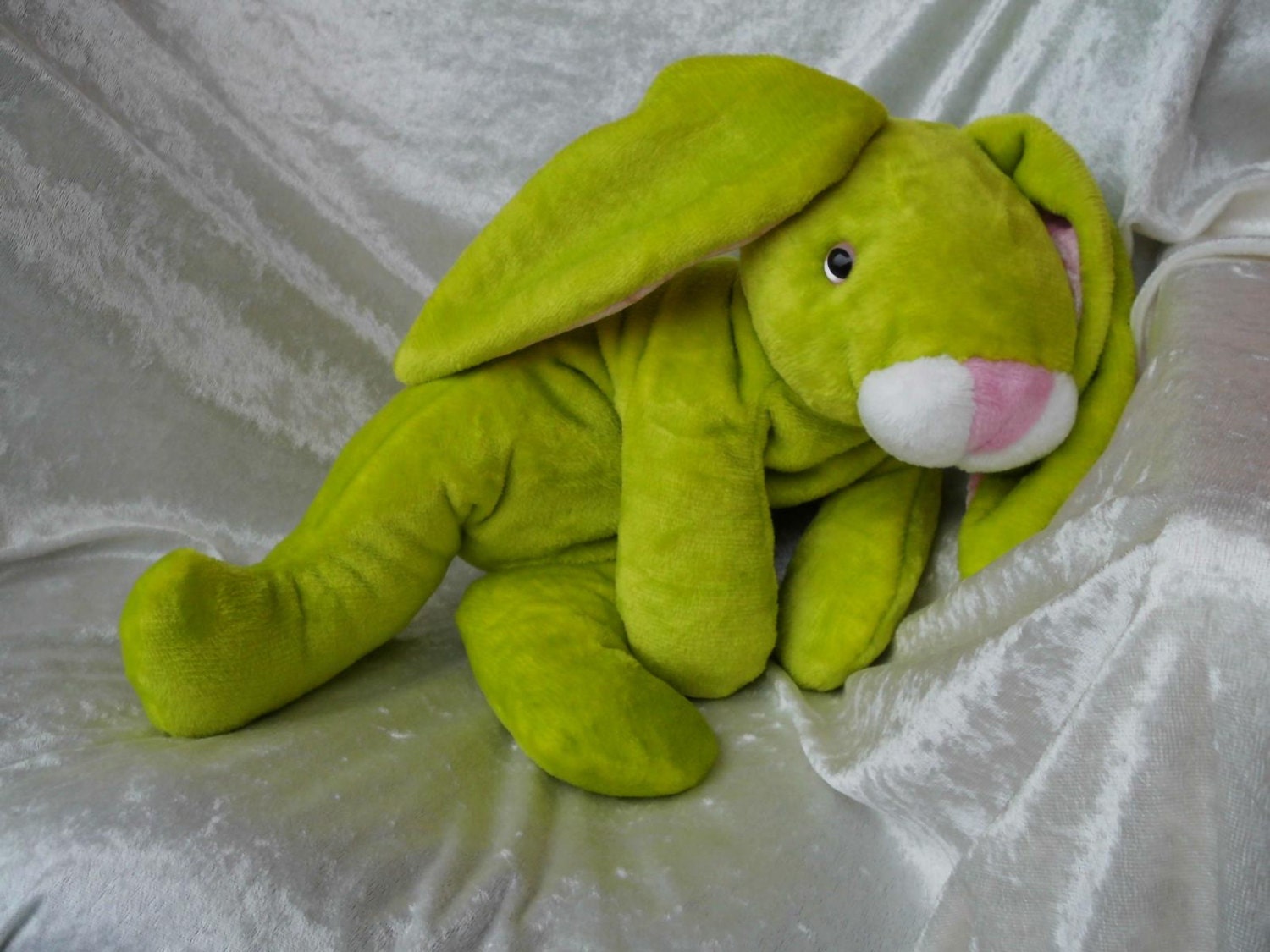 Stuffed animal RABBIT bunny plush stuffed LIME GREEN lop eared