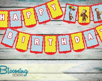 Curious George Happy Birthday Flag Pennant Bunting Banner