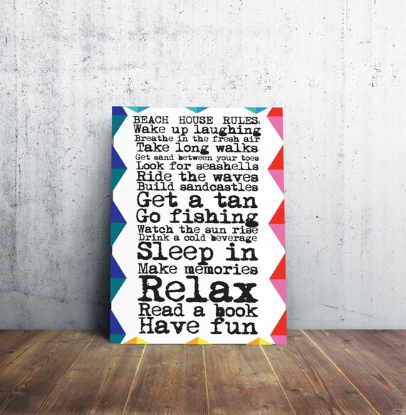 Beach House Rules - Colorful Poster - Sign!