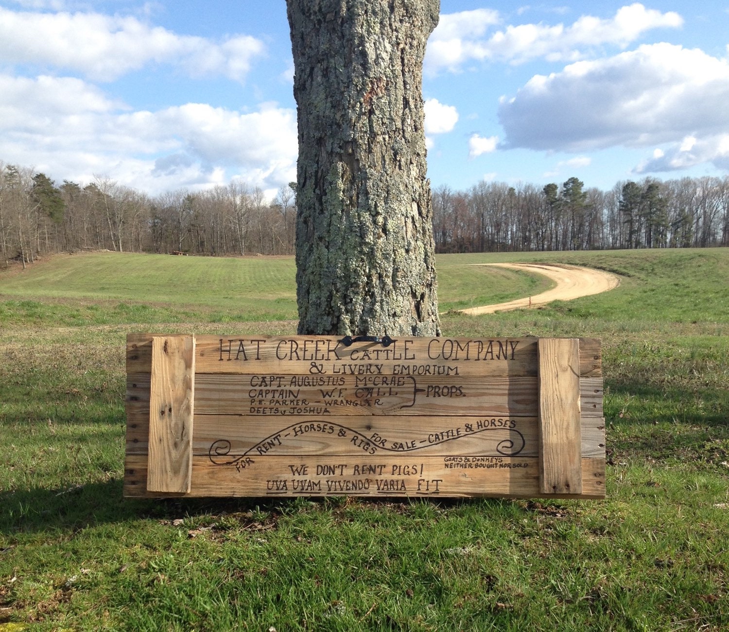 Lonesome Dove Hat Creek Cattle Company Sign Free Shipping