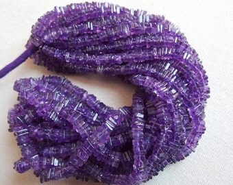 1. Strand 16" Amethyst Heishi Shape Beads 5 MM Approx Finest AAA Quality 100% Natural Wholesale Price New Arrival (pme)