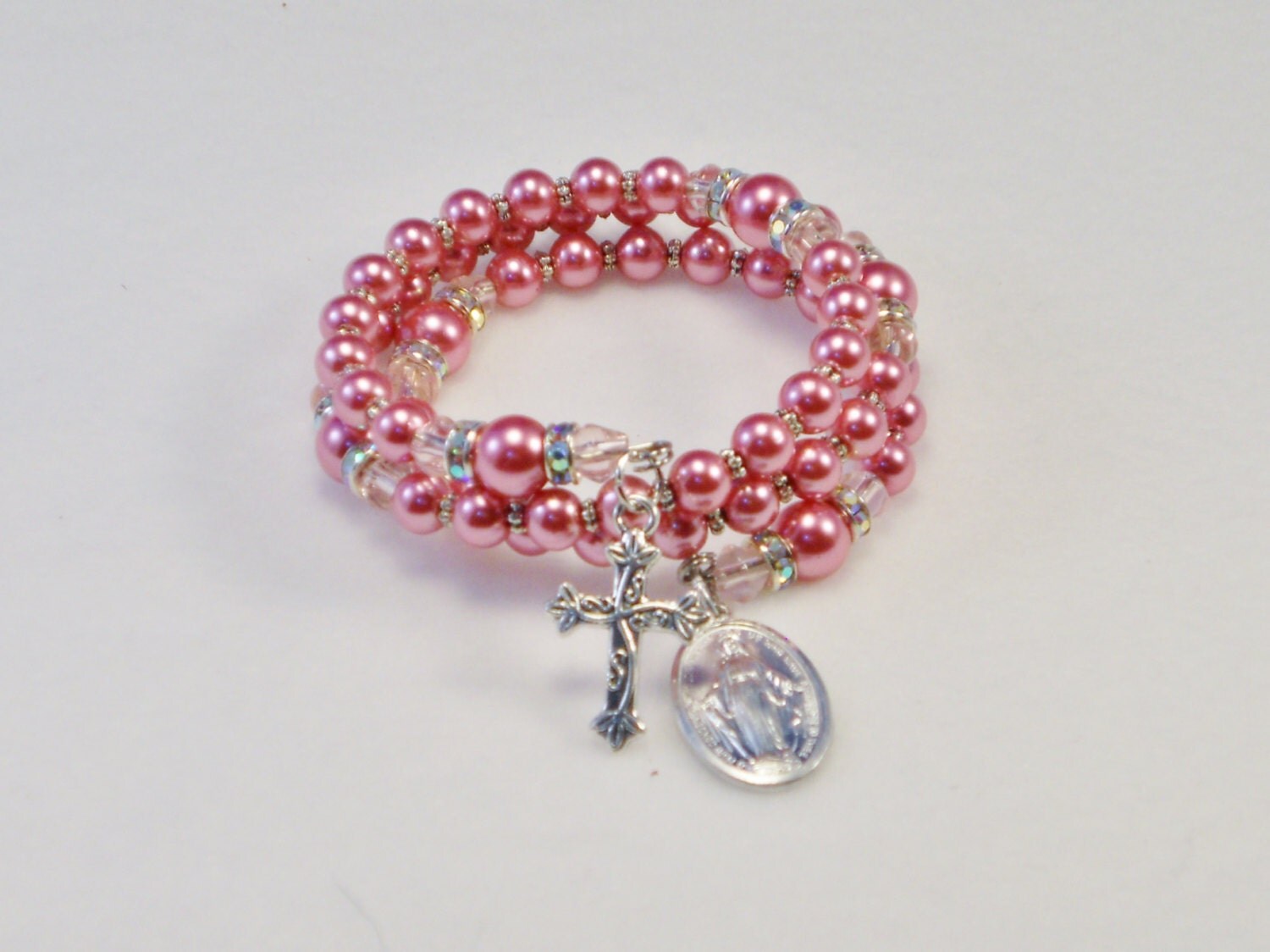 Pink Rosary Bracelet Free Shipping