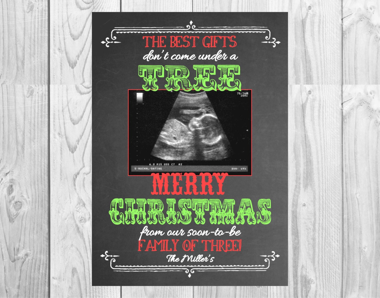 Printable Pregnancy Announcement Card Christmas Themed