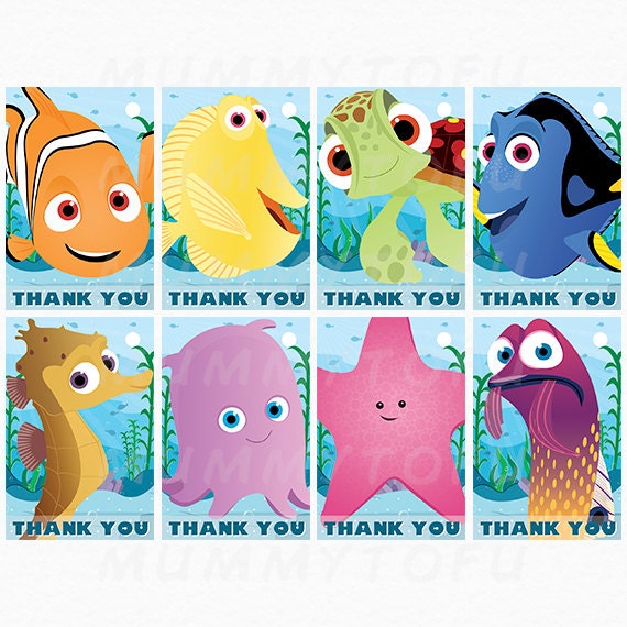 Finding Nemo Dori Birthday Party Thank You Favor Tags Squirt