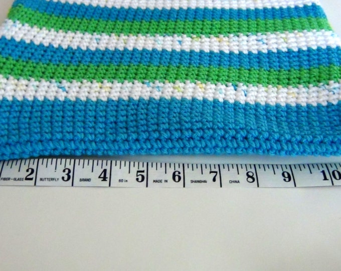 Cotton Tote Bag - Crochet Tote Bag - Blue, Green, White, Fleck Farmers Market Tote Bag