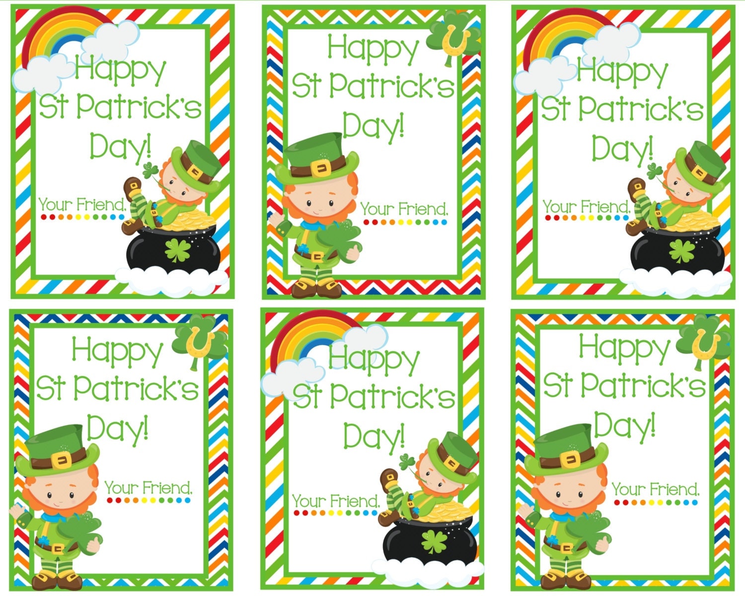 Printable Happy St Patrick's Day Cards Instant Download