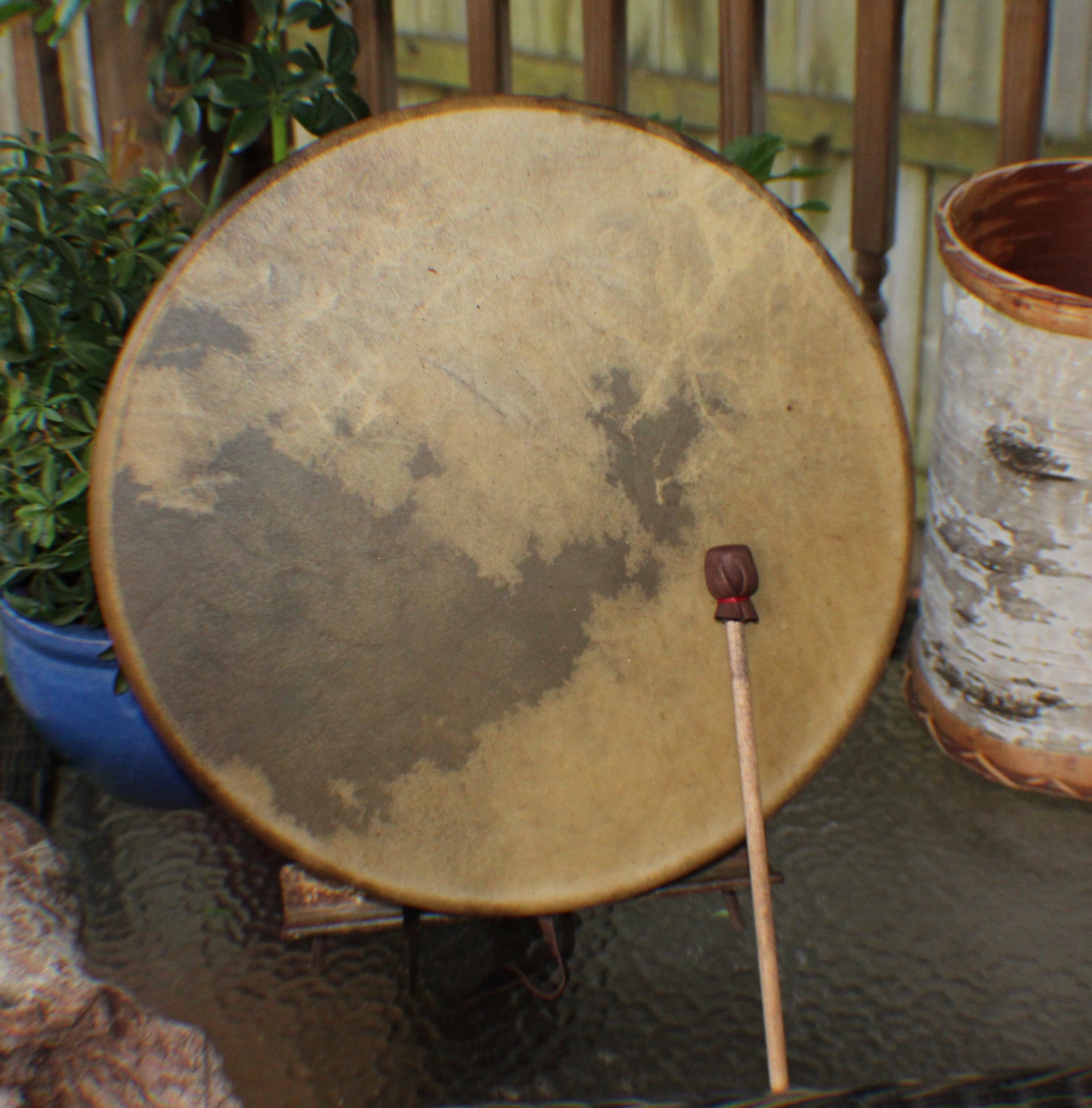 18 Elk Hide Native American Made Hand Drum by EarthMaidensEmporium