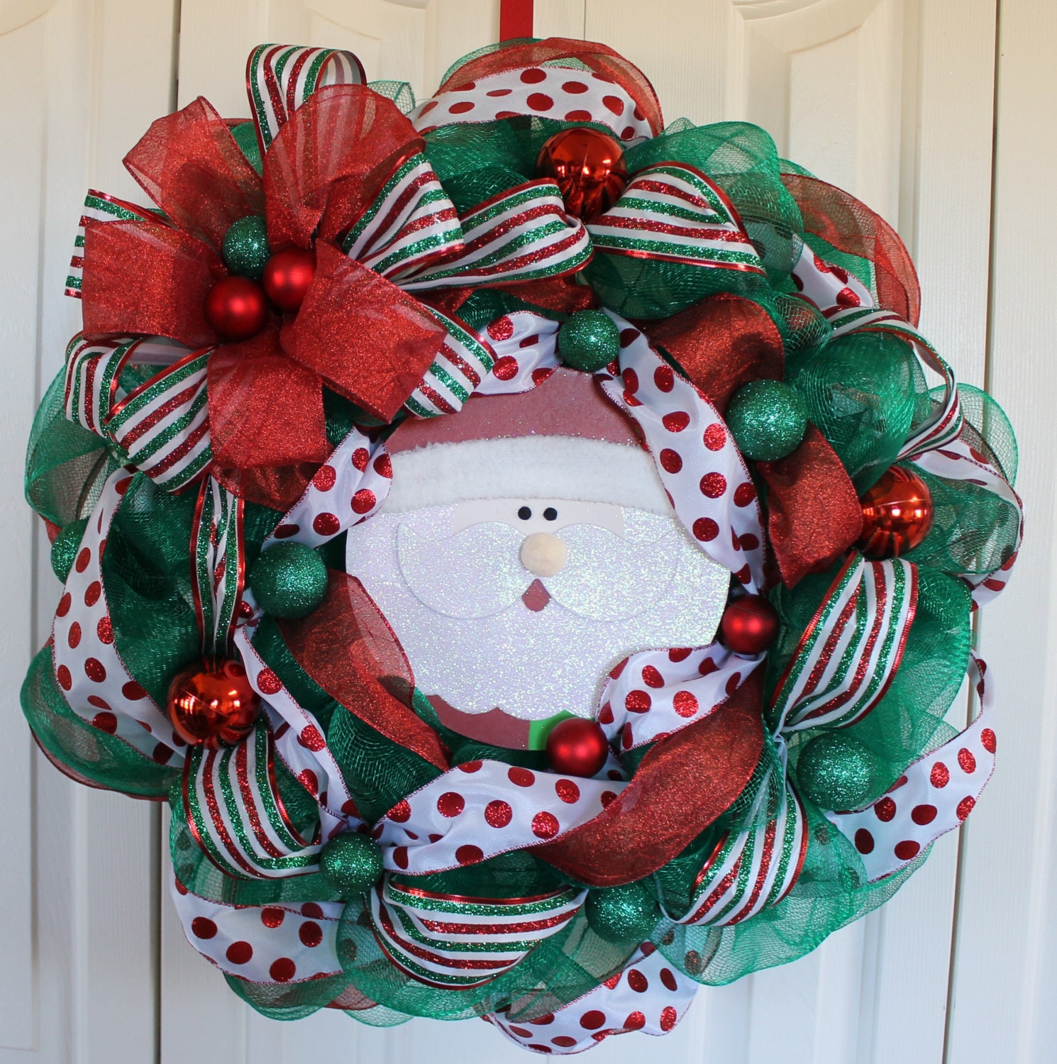 Christmas Deco Mesh Wreath Santa Deco Mesh Ribbon Wreath 